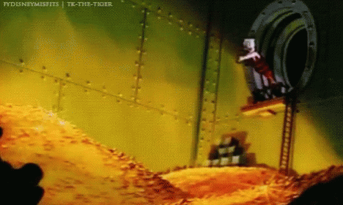Helixa_Scrooge McDuck diving into money gif